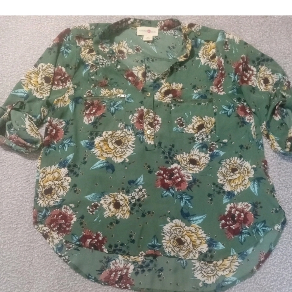 Wishful Park Floral Green Blouse